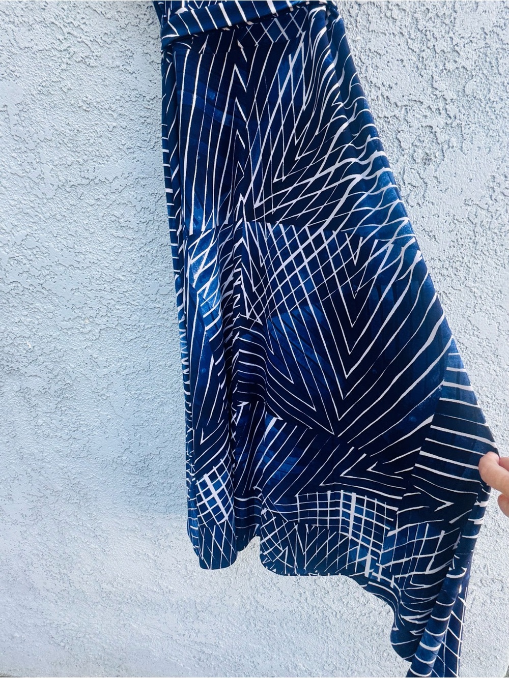Lauren Ralph Lauren Navy Geometric Print Midi Dress with Belt - Size 10 - Picture 7 of 16